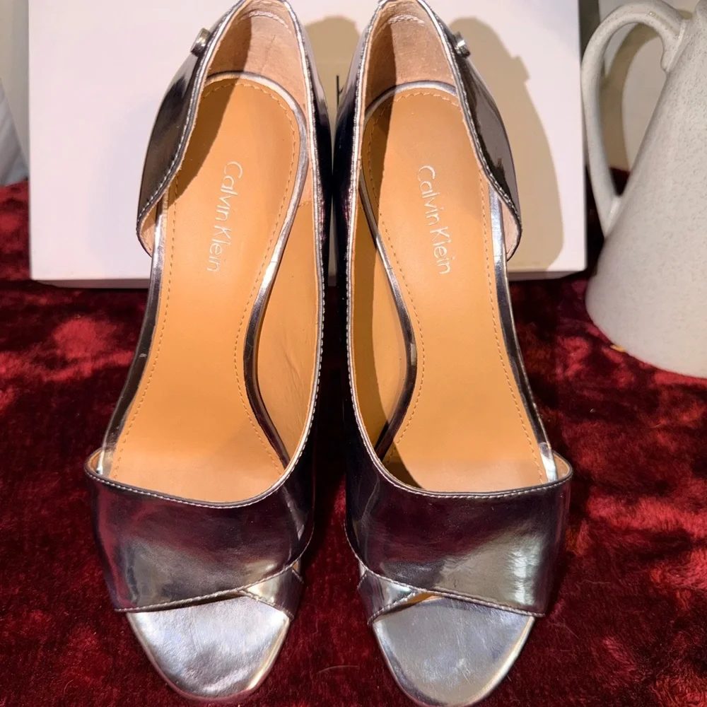 Calvin Klein Metallic Silver Heels
